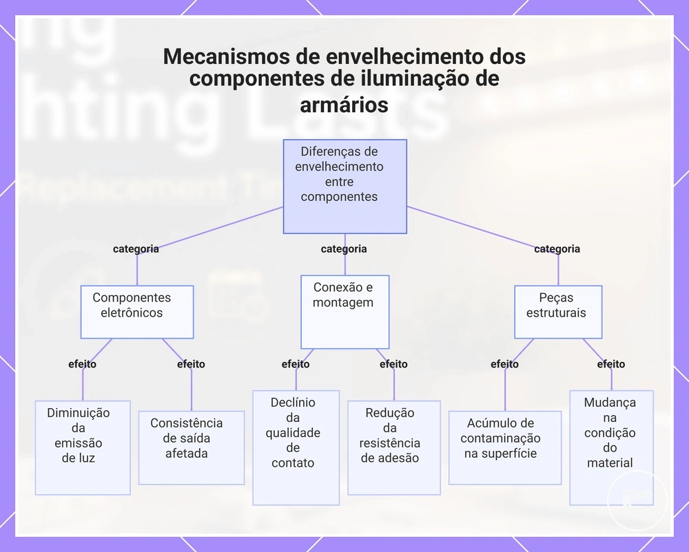 Mecanismos de envelhecimento dos componentes de iluminação de armários