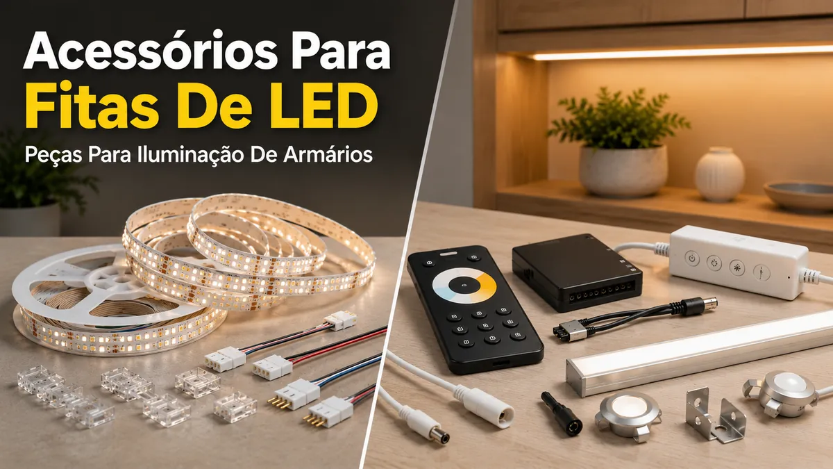 Acessórios para fitas de LED e iluminação de armários com fitas, conectores, controladores e peças de iluminação