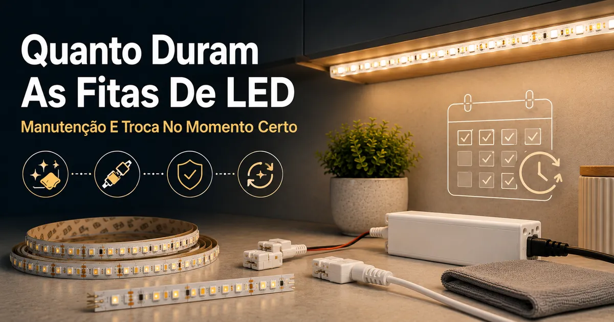 Manutenção de fitas de LED e acessórios de iluminação de armários para maior vida útil e troca no momento certo