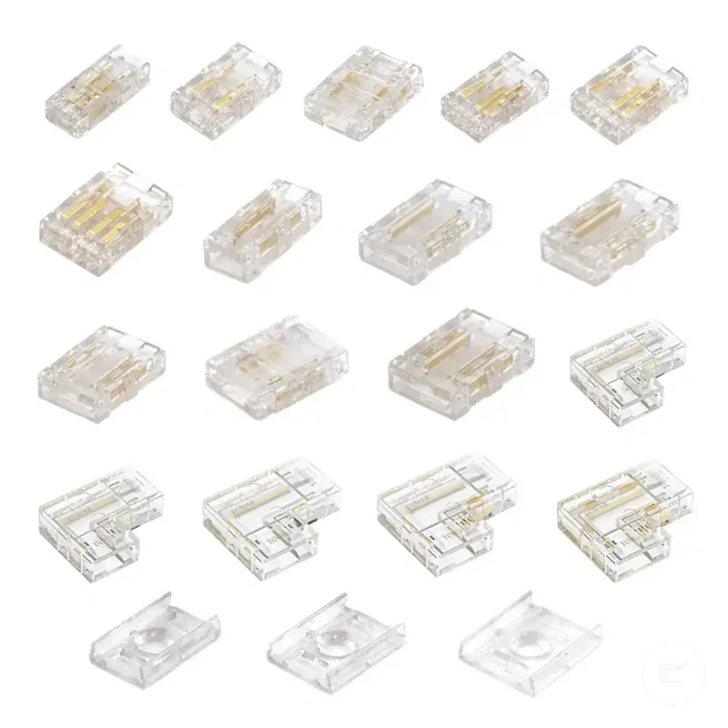 5 mm, 8 mm ve 10 mm şerit bağlantıları için lehimsiz COB LED şerit konnektör
