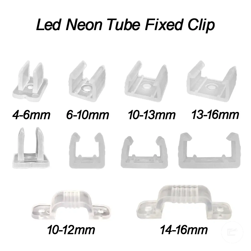 6 mm, 8 mm, 10 mm ve 12 mm esnek LED şeritleri sabitlemek için plastik klipsler