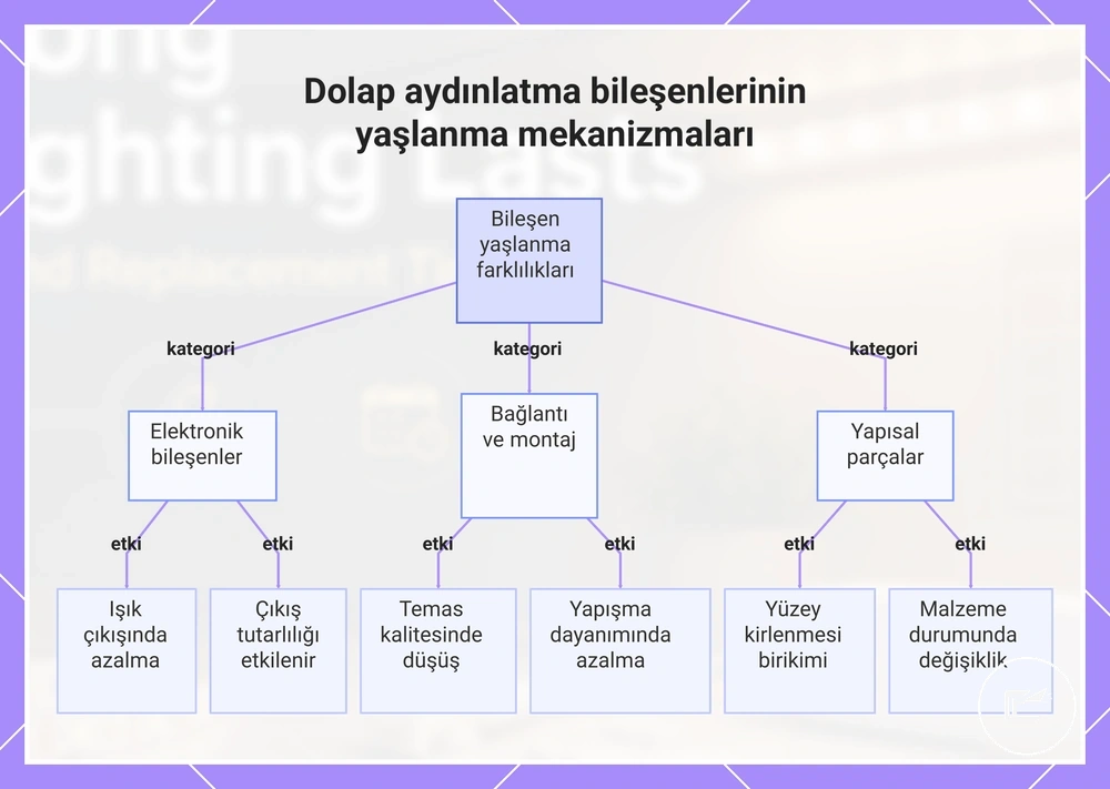 Dolap aydınlatma bileşenlerinin yaşlanma mekanizmaları
