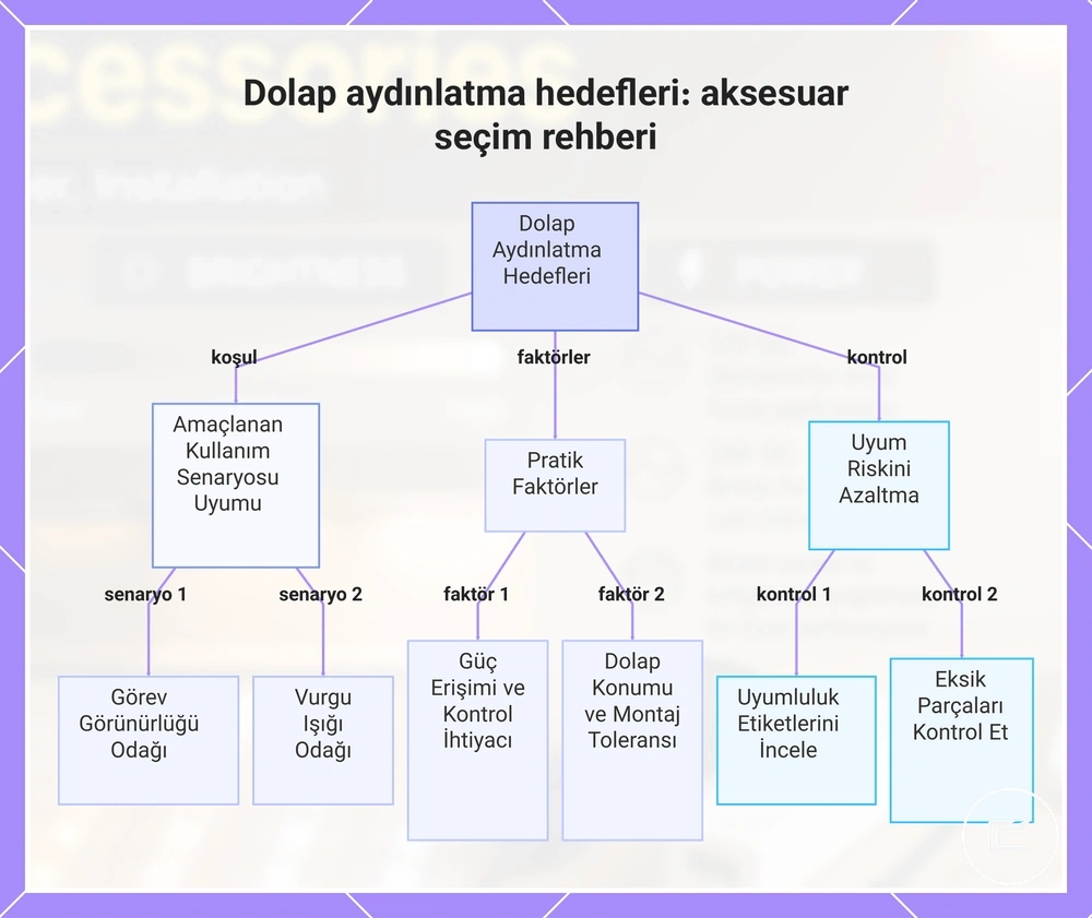 Dolap aydınlatma hedefleri: aksesuar seçim rehberi