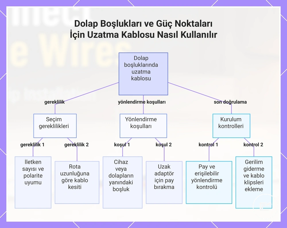 Dolap Boşlukları ve Güç Noktaları İçin Uzatma Kablosu Nasıl Kullanılır