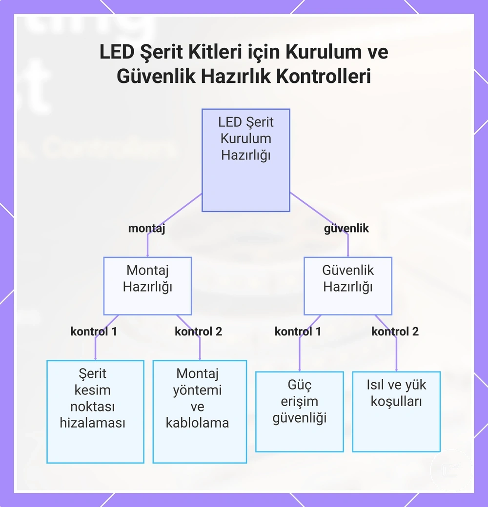 LED Şerit Kitleri için Kurulum ve Güvenlik Hazırlık Kontrolleri