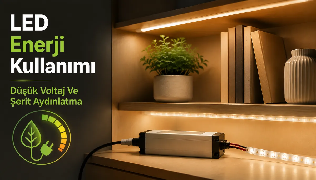 Düşük voltajlı güç kaynağı ve verimli şerit aydınlatma ile LED şerit ve dolap aydınlatma aksesuarlarında enerji kullanımı