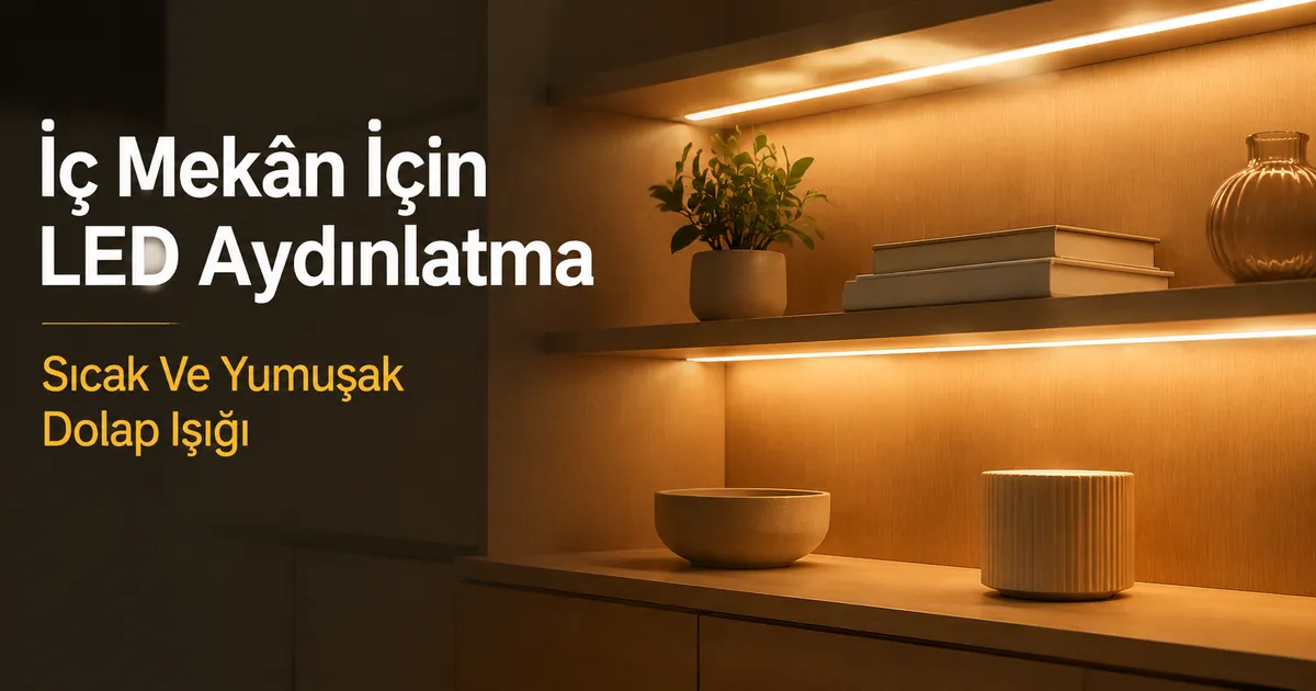 Sıcak ve yumuşak ışıkla LED şerit ve dolap aydınlatma aksesuarları kullanılarak oluşturulan iç mekân atmosferi
